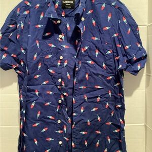 Mens Carbon Blue short sleeve button up Shirt size medium